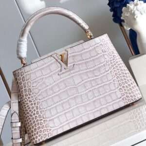 Louis Vuitton LV Capucines Lock Gold Crocodile Leather Fake Handbags 31cm
