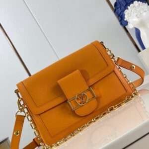 Louis Vuitton LV Dauphine Soft Orange Like Auth Handbags 18x12x8cm