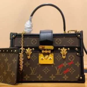 Louis Vuitton LV Petite Malle LV Monogram Pattern Like Auth Handbags 24x16x13cm