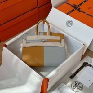 Hermes Birkin Epsom Woman’s Replica 1:1 Handbags Mix Grey Brown 25cm