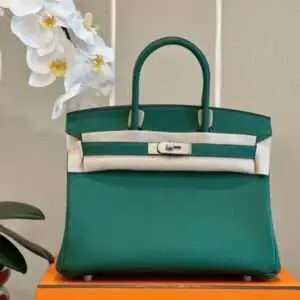 Hermes Birkin Phw Togo Woman’s Green Fake Handbags Lock Silver 30cm