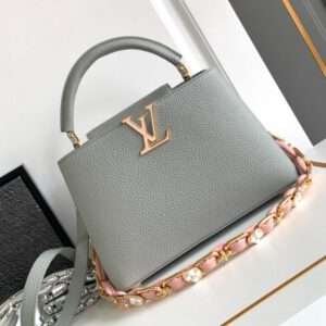 Louis Vuitton LV Capucines BB Like Auth Woman’s Grey Blue Handbags 27x18x9cm