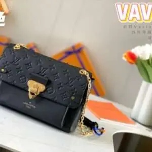 Louis Vuitton LV Vavin Monogram Black With Lock Gold Like Auth Handbags 25x18x10cm