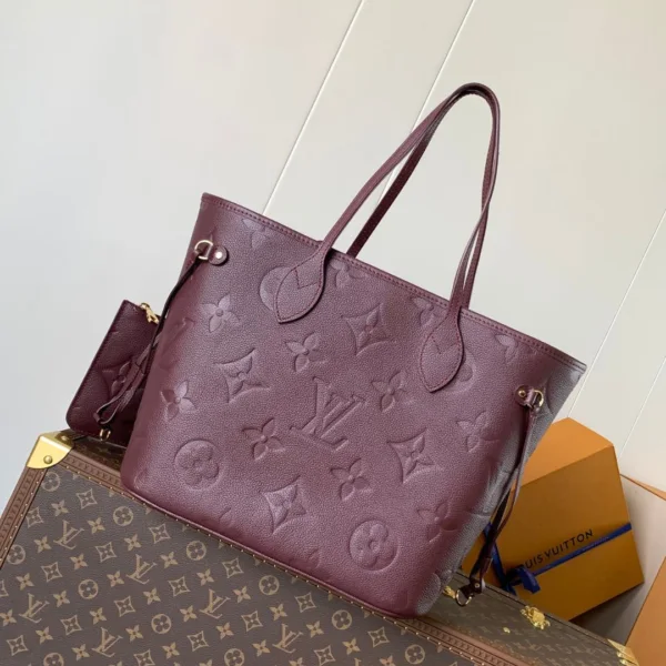 Louis Vuitton Neverfull MM Burgundy Monogram Empreinte Leather