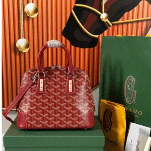 Goyard Alma Vedome Red Super Quality Handbag With Fabric Wrapped Leather Strap 24cm
