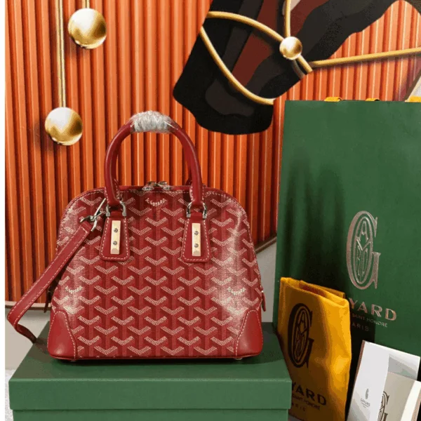 Goyard Alma Vedome Red Super Quality Handbag With Fabric Wrapped Leather Strap 24cm