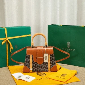 Goyard SAIGON Super Fake Brown Handbag With Wooden Handle 28cm