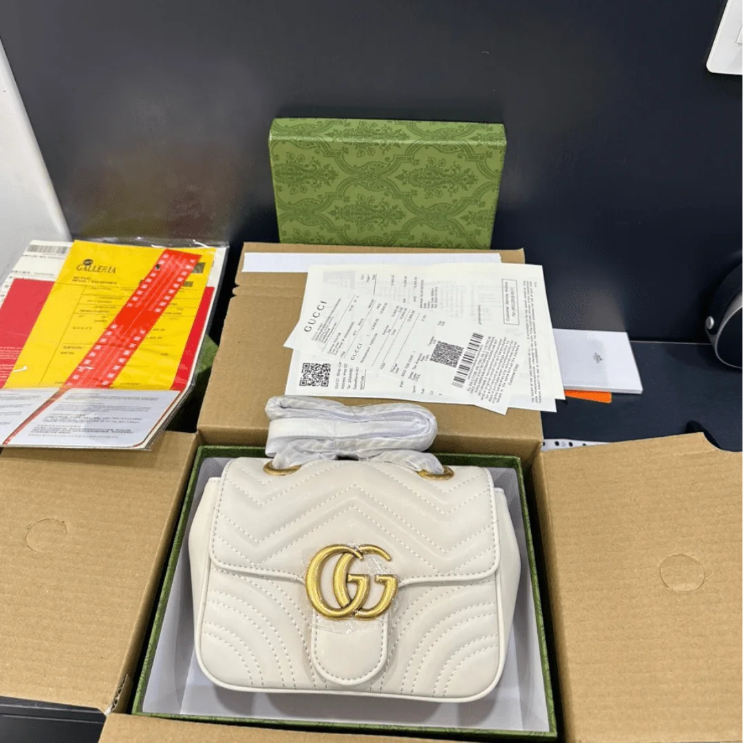 Gucci Marmont High Quality White Women's Handbag 22cm