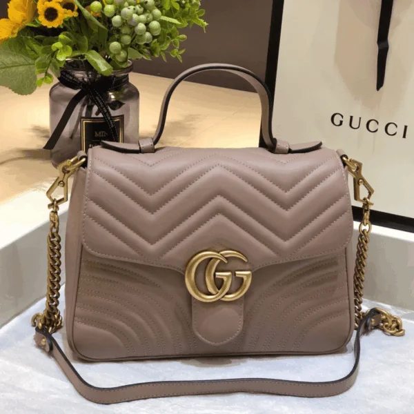 Gucci Marmont Top Handle Like Auth Women's Handbag with Gold Buckle 27cm