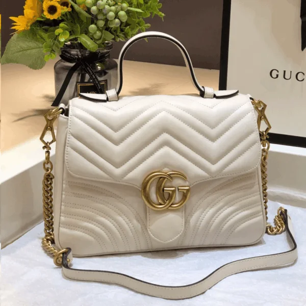 Gucci Marmont Top Handle Rep 11 Handbag High Quality White 27cm