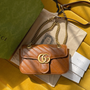 Gucci Marmont Women's Handbag Super Brown Smooth Leather 22cm