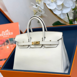 Hermes Birkin White Smooth Leather Fake Handbags Hand Sewing 25cm