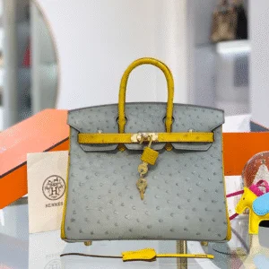 Hermes Birkin Ostrich Leather Like Auth 1:1 Handbags Lock Pattern 25cm
