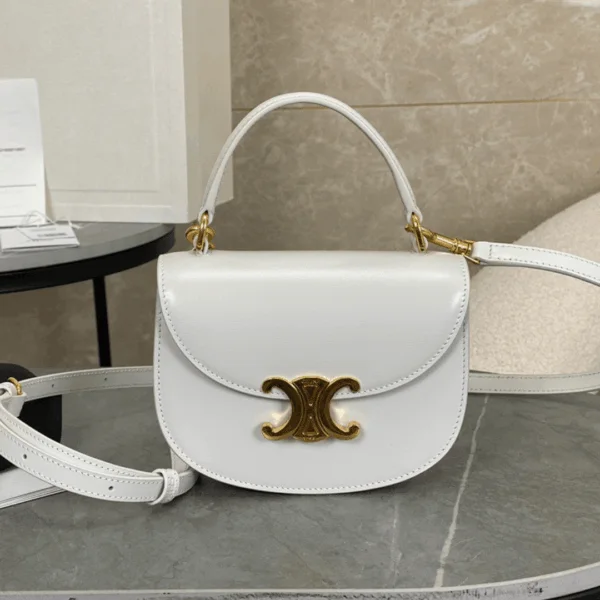 Celine Handle White Smooth Leather 15.5×11.5x5cm