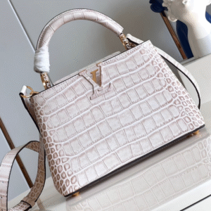Louis Vuitton LV Capucines Crocodile Leather Handbag with Gold Buckle 31cm