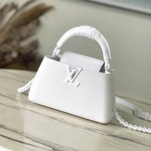 Louis Vuitton LV Capucines Super Fake Handbags White Leather 21cm