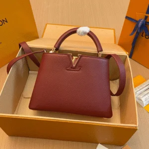 Louis Vuitton LV Capucines Woman’s Dark Red Fake Handbags 27x21x10cm