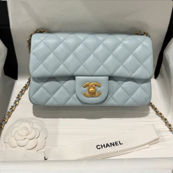 Chanel Classic Flap Mini Blue Gold Hardware 20cm