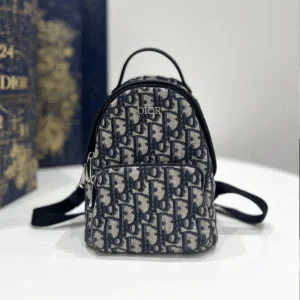 Balo Cao Cấp Dior Mini Chất Vải Họa Tiết Oblique 24x10x16cm
