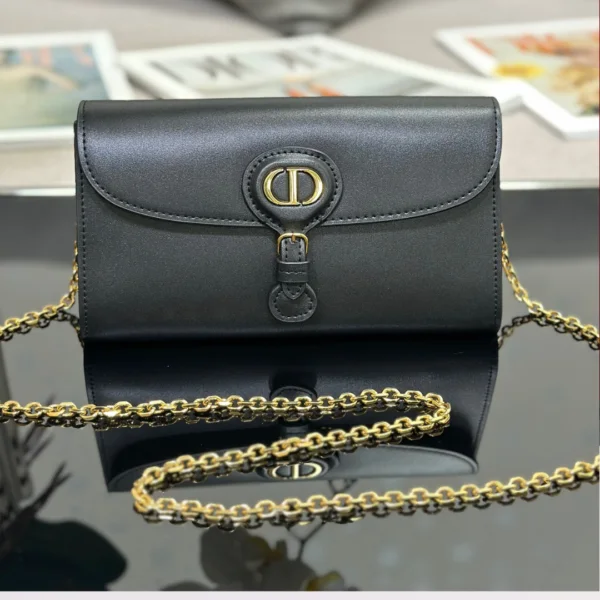 Dior Bobby Women's Crossbody Bag Super Black Smooth Leather 21.5x12x4cm