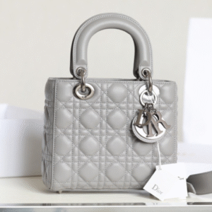 Dior My Lady Rep 11 High-Quality Women's Handbag Gray Glossy Leather 20x16cm