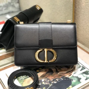 Dior 30 Montaigne Super High-Quality Women's Handbag Black with Gold Lock 24x17x8cm