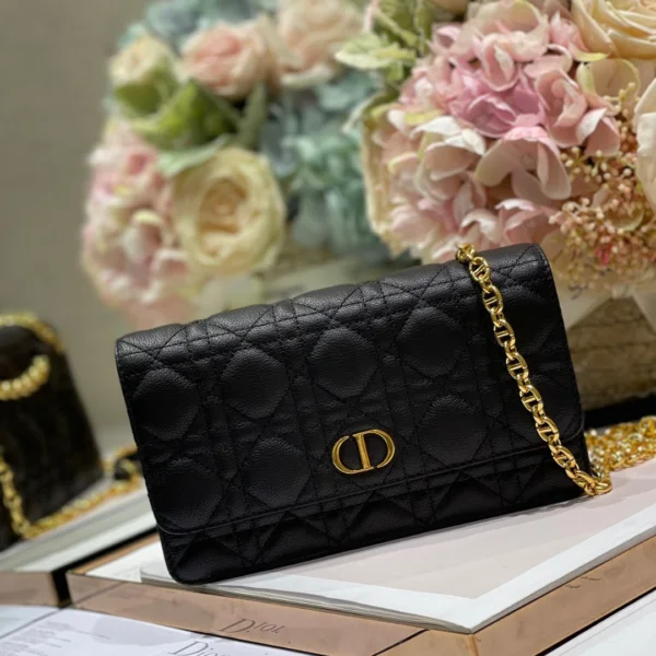 Dior Woc Women's Black Handbag with Gold Lock 20×11.5×3.5cm