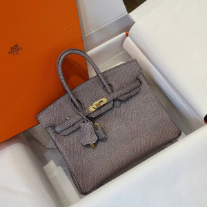 Hermes Birkin 25 Tris Fonce Lizard With Lock Gold Fake Handbags 25cm
