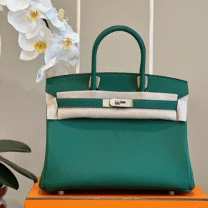 Hermes Birkin Phw Togo Woman’s Green Fake Handbags Lock Silver 30cm