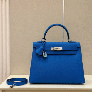 Hermes Kelly Da Epsom Like Auth Blue Handle Lock Pattern Handbags 28cm