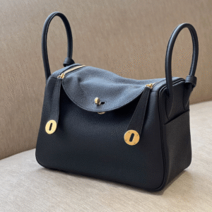 Hermes Lindy Super Fake 11 Handbags Woman’s Black Leather Lock Gold Size 26cm