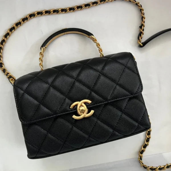 Chanel Handle Woman’s Handbags Demi Lock Gold With Leather 19cm