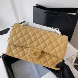 Chanel Medium Classic Super Fake 11 Hangdbags Cowhide Yellow 25.5cm