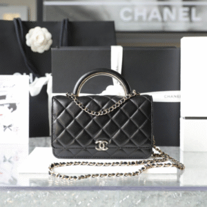 Chanel Woc Super Fake 11 Handbags Lock Silver Mix Handle Leather 19x12cm