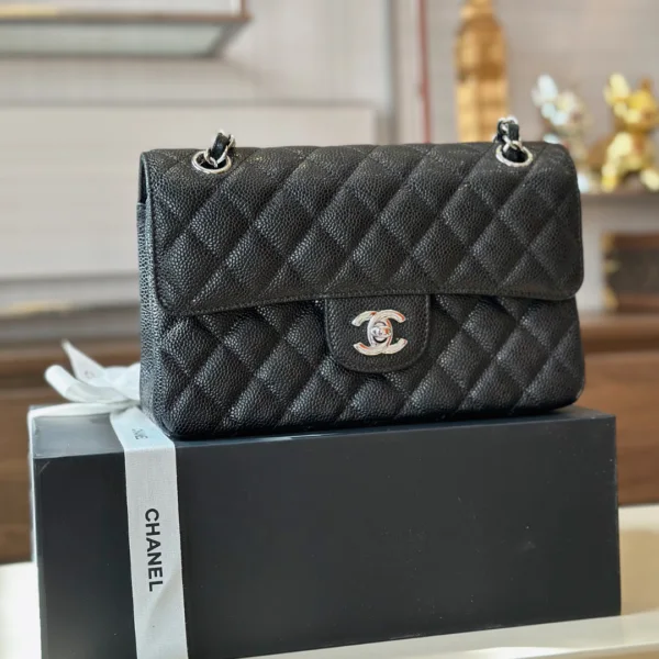 Chanel Classic Flap Small Black Sliver Hardware 23cm