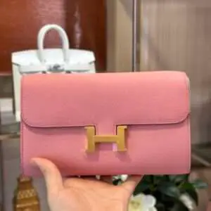 Hermes Constance Wallet Like Auth Woman’s Lock Gold Pink 20.5cm