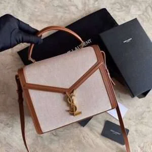Replica Saint Laurent YSL Canvas Cassandra Medium Satchel Beige