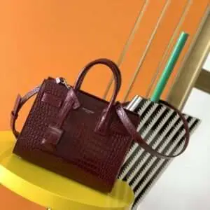 Replica Saint Laurent YSL Calfskin Crocodile Embossed Nano Sac De Jour Tote