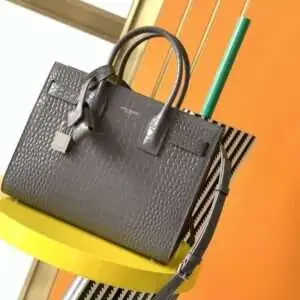 Replica Saint Laurent YSL Calfskin Crocodile Embossed Sac De Jour Small Tote