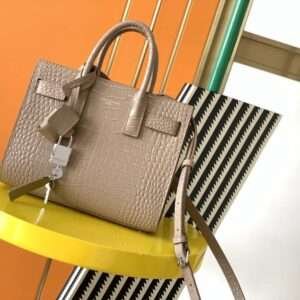 Replica Saint Laurent YSL Calfskin Crocodile Embossed Nano Sac De Jour Tote