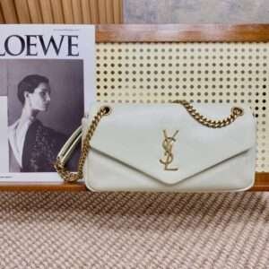 Replica Saint Laurent YSL Calypso Logo Plaque Leather Shoulder Bag
