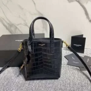Replica Saint Laurent YSL Calfskin Crocodile Embossed Paris Mini Toy Shopper Tote