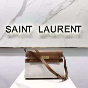 Replica Saint Laurent YSL Canvas Calfskin Manhattan Shoulder Bag