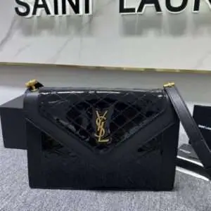 Replica Saint Laurent YSL Calfskin Quilted Lacquered Gaby Satchel