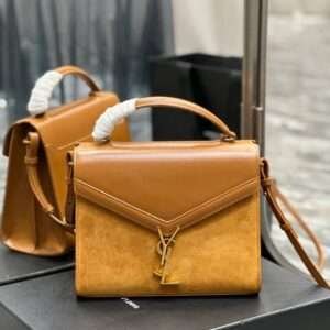 Replica Saint Laurent YSL Cassandra Suede Leather Top Handle Shoulder Bag