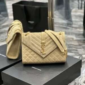 Replica Saint Laurent YSL Cassandra Envelope Suede Quilted Shoulder Bag