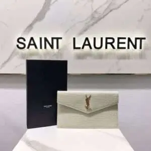 Replica Saint Laurent YSL Calfskin Crocodile Embossed Monogram Uptown Baby Pouch