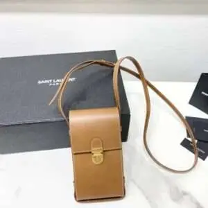 Replica Saint Laurent YSL Buckled Flap Leather Phone Holder