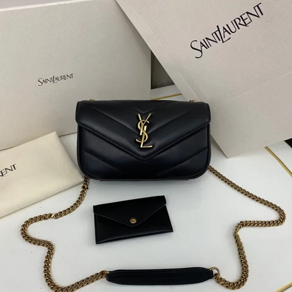YSL Loulou medium in Matelassé Lambskin Black
