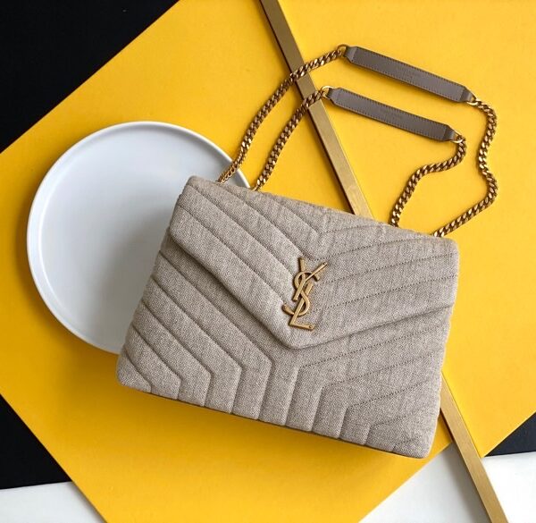 Saint Laurent Beige Suede Y Quilted Monogram